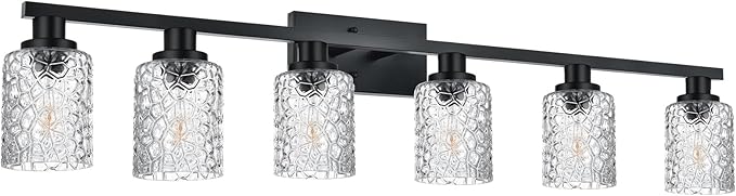 3-Light Vanity Wall Sconce in Matte Black Finish with Clear Glass Shade, Modern Bathroom