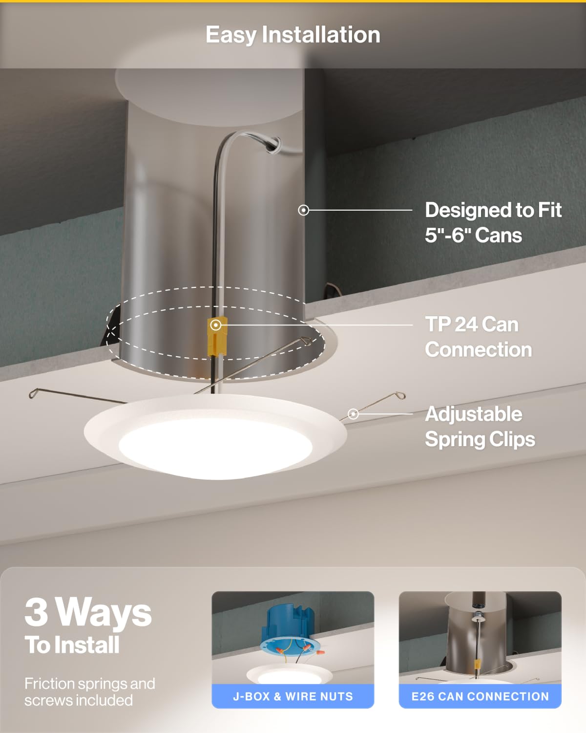 LED Disc Lights 6 Inch Flush Mount Ceiling - 24 Pack Dimmable Recessed Lighting