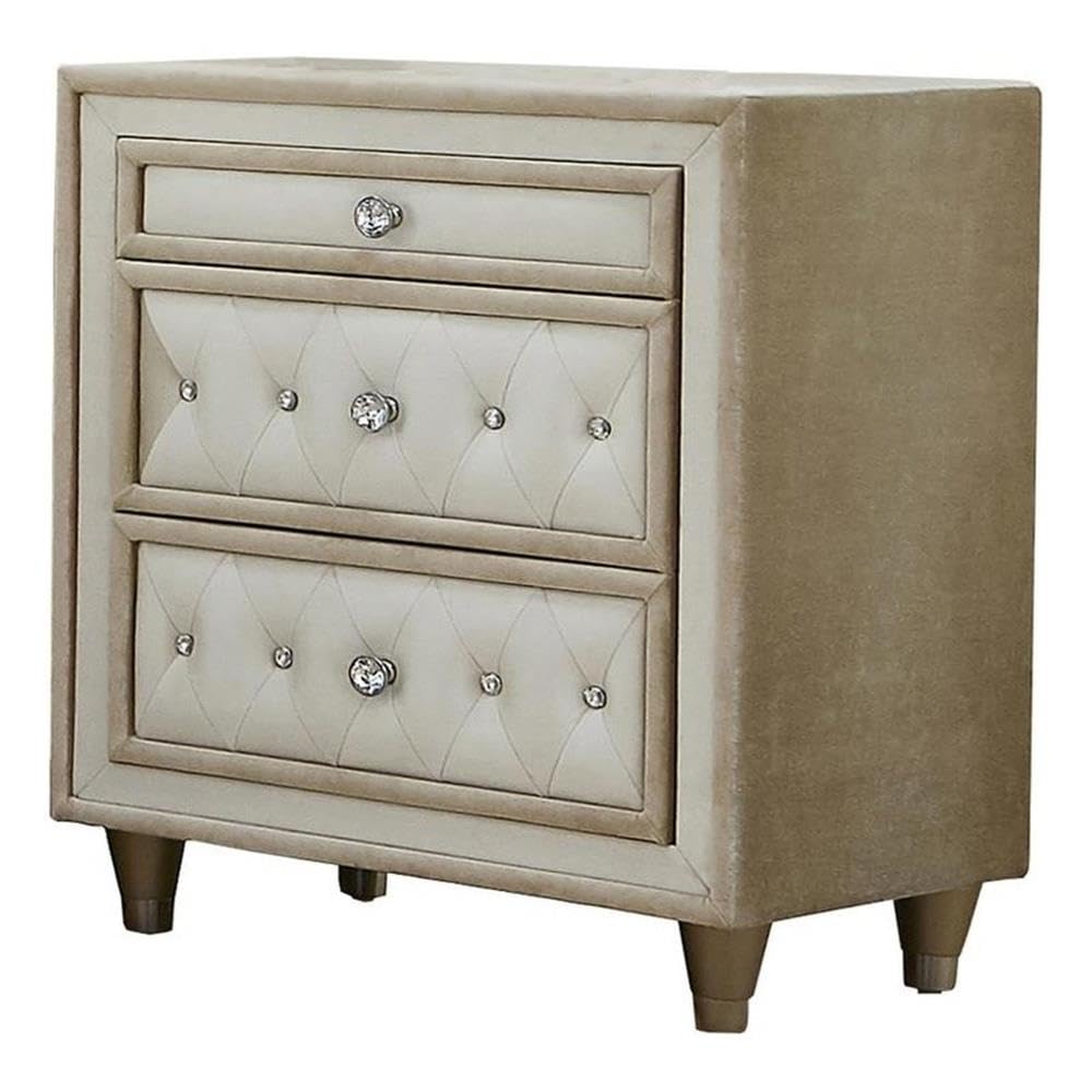 Antonella Modern Classic Wood 3-Drawer Bedroom Nightstand