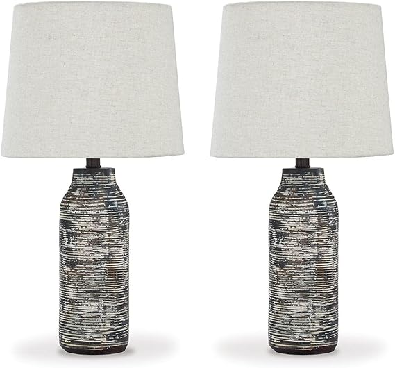 Shavontae Modern Table Lamp Set - 27.5" Gray Poly Lamps (2-Pack)