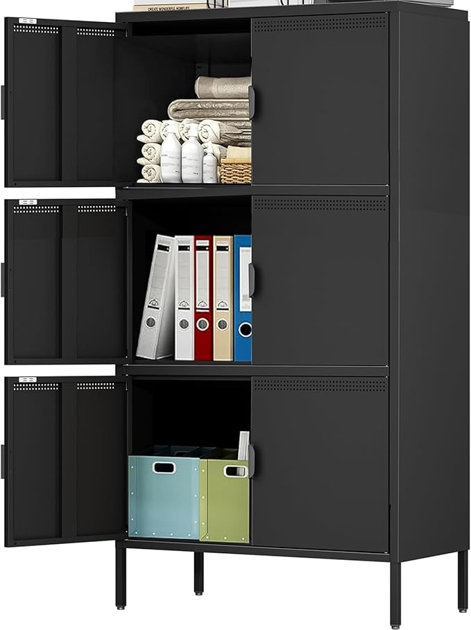 Metal Locker Storage Cabinet with 6 Doors and 4 Shelves,56.6" Tall Steel Office Storage