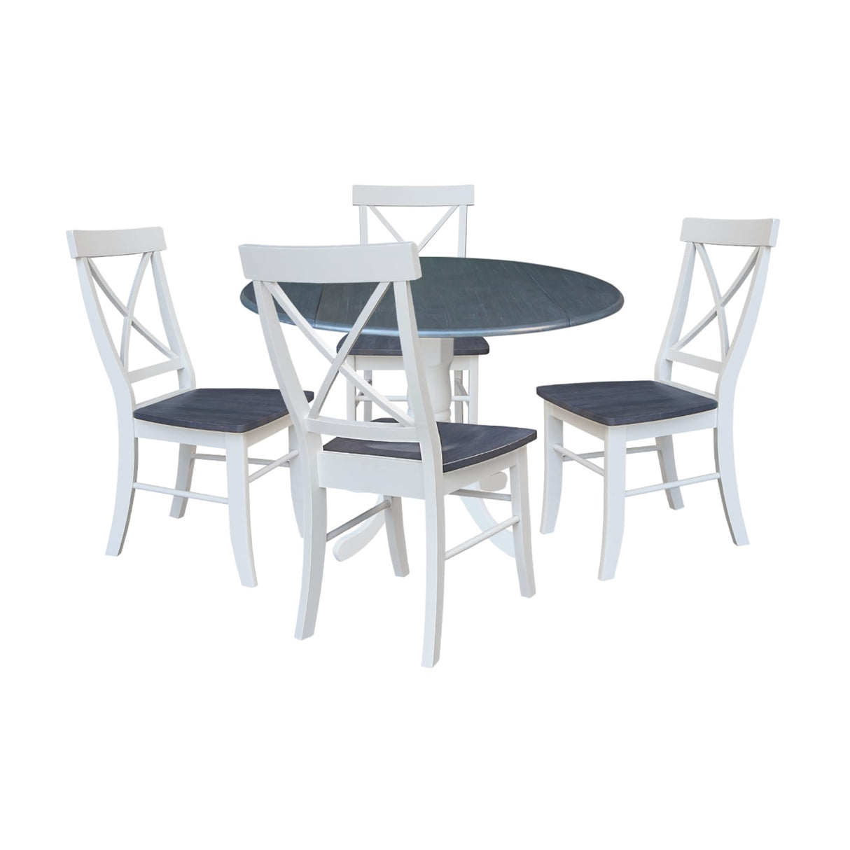 K05-42DP-C613-4 Dining table with Chairs, Onesize, White/heather gray