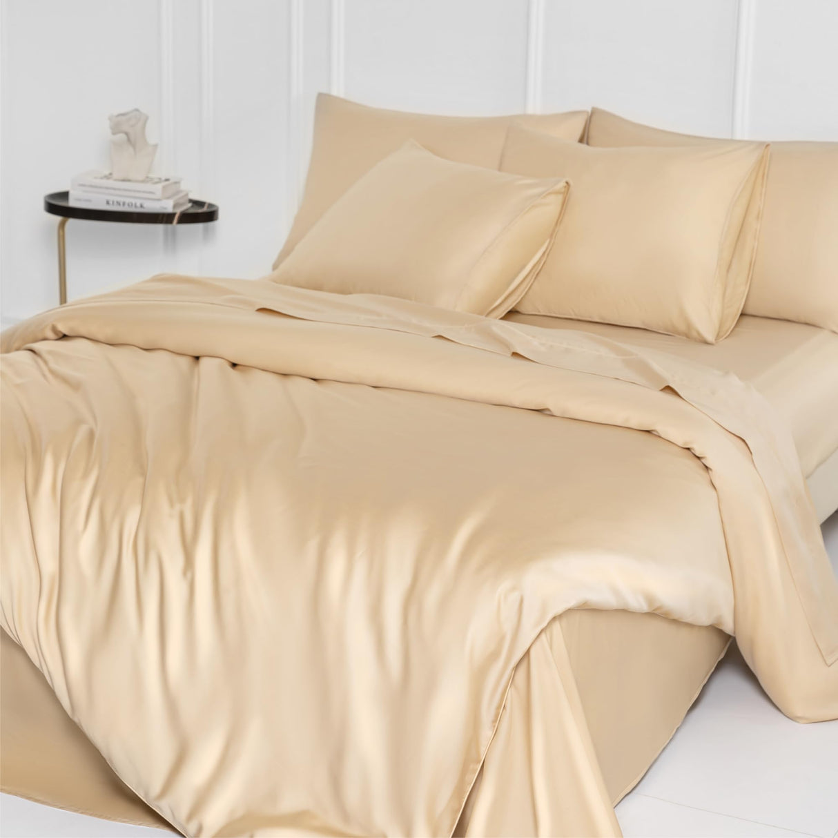Queen Duvet Cover Set, 100% Tencel Lyocell Comforter Cover Set, Silky and Cooling