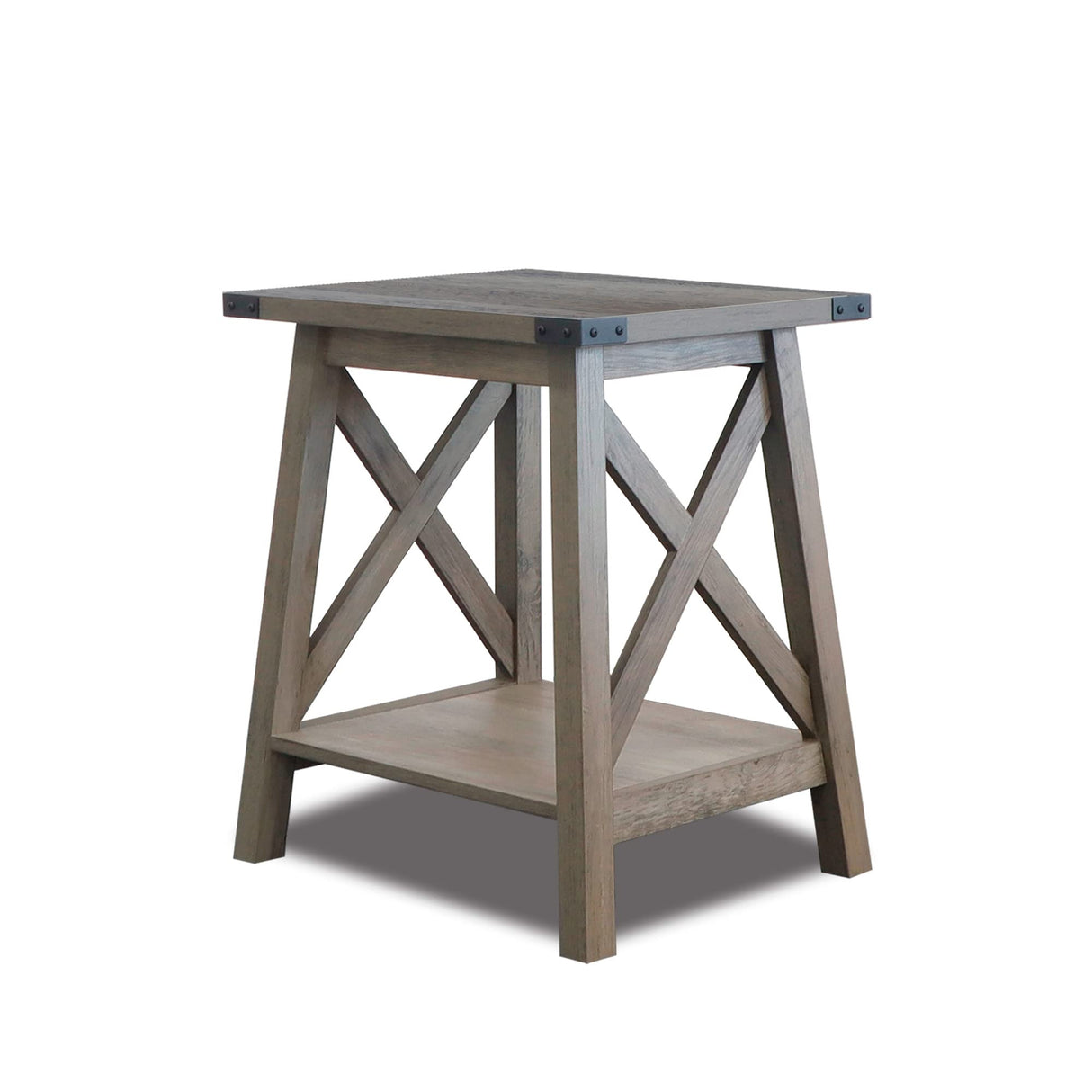 Side Table End Table for Living Room, Farmhouse Accent Wood Nightstand for Bedroom