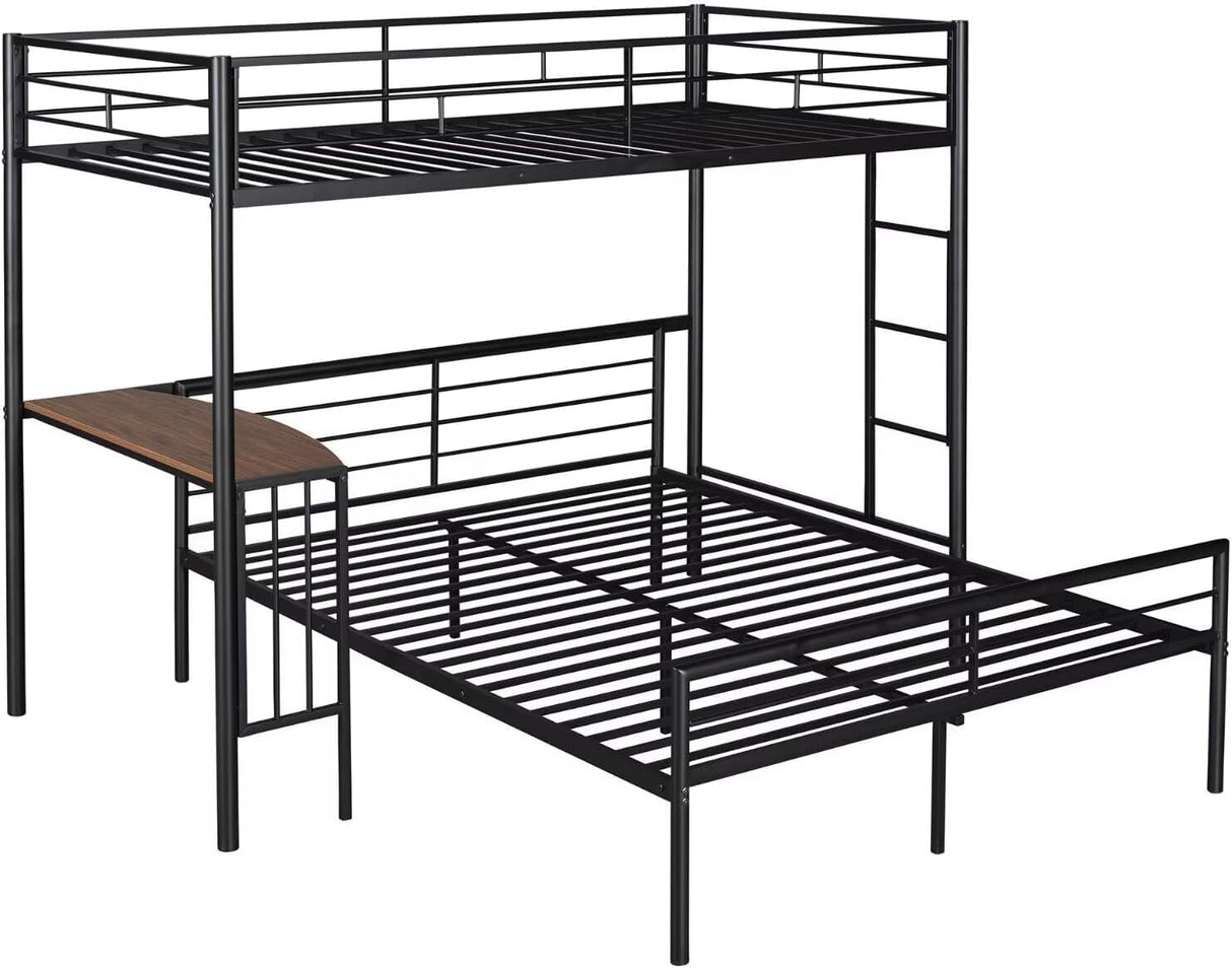 Twin Over Full Bunk Bed, Metal L-Shaped Bunk Bed Frame