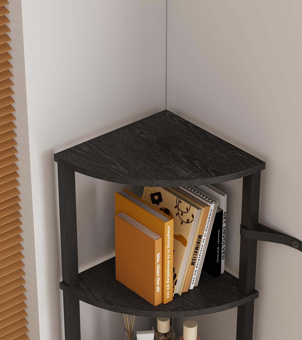 Vimber 5 Tier Industrial Corner Bookshelf - Space Saving Ladder Shelf