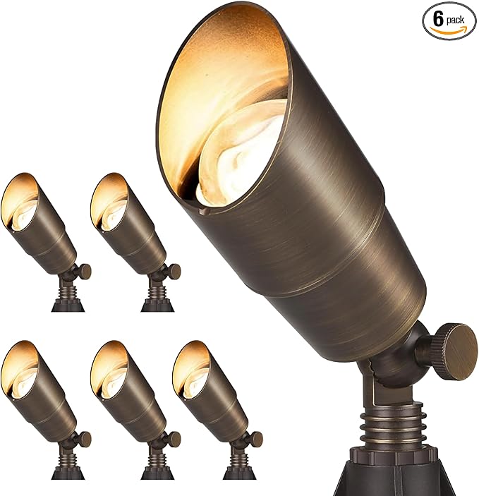Solid Brass Outdoor Landscape Spotlights, 12V Heavy Duty Low Voltage LED Spot Light