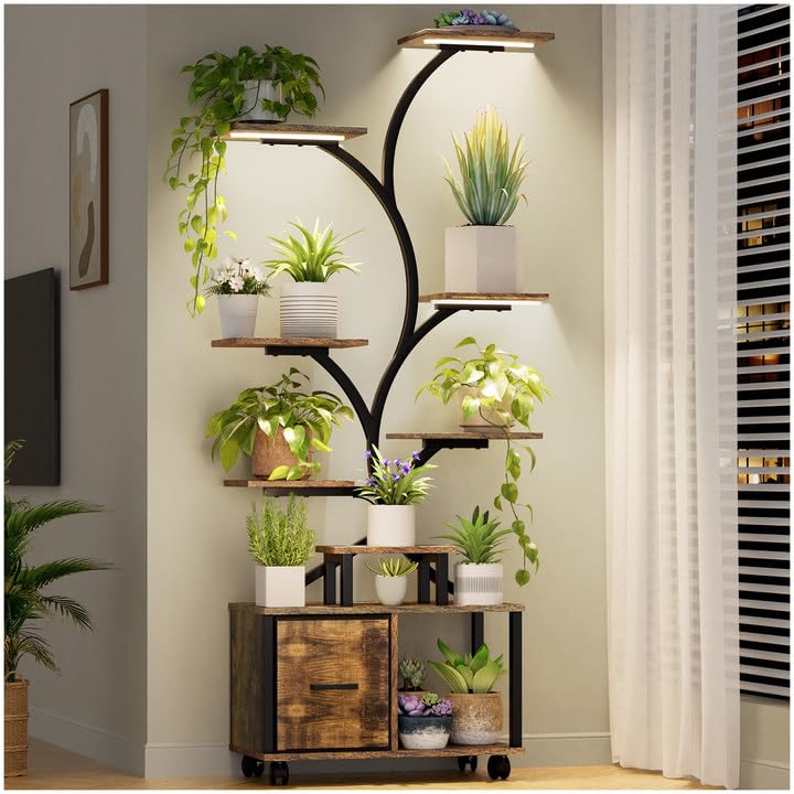 LumiGrow 9 – 9 Tier Rolling Plant Shelf with Grow Lights & Timer