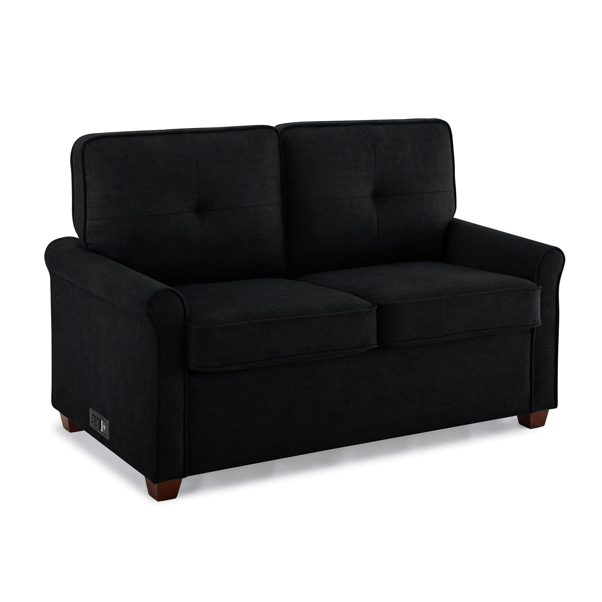 Solutions Armisen Convertible Loveseat, Black Linen