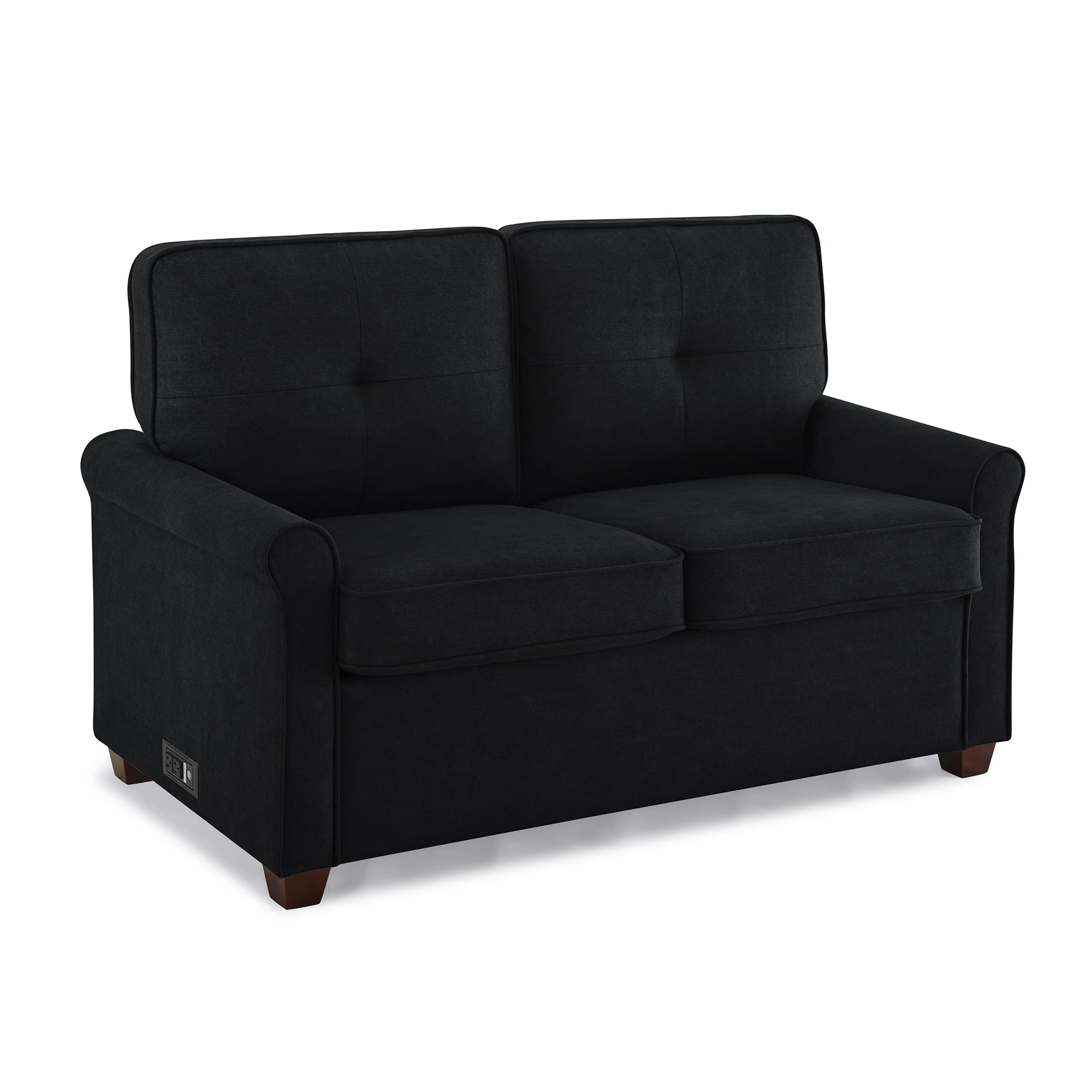 Solutions Armisen Convertible Loveseat, Black Linen