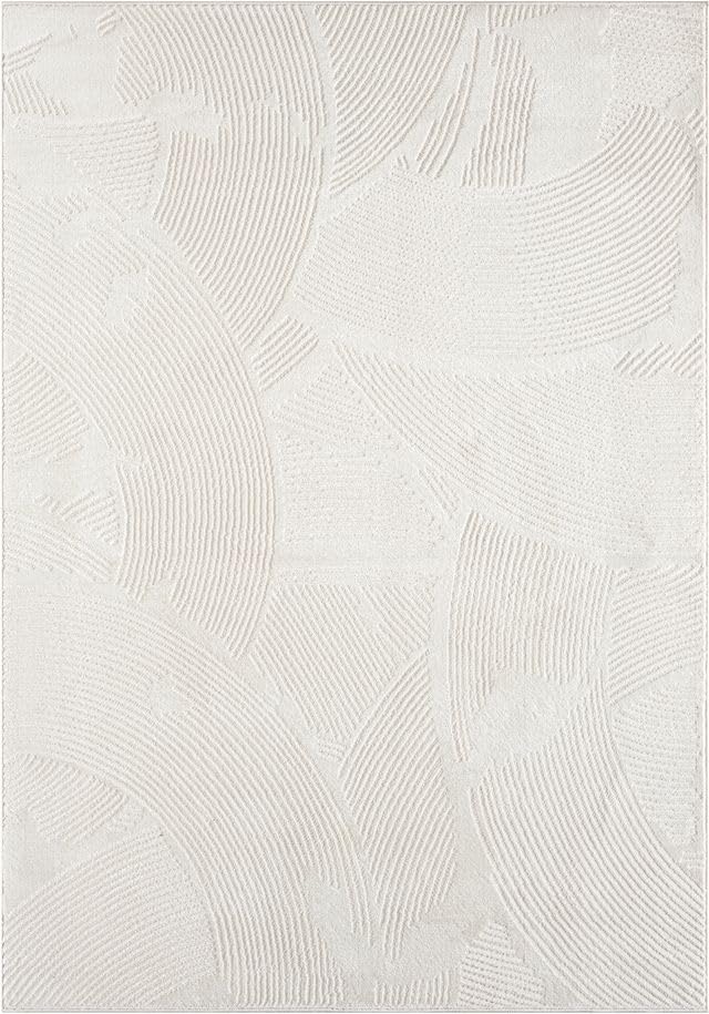 Zen Cream Area Rug 8x10 - Neutral Brush Stroke Design