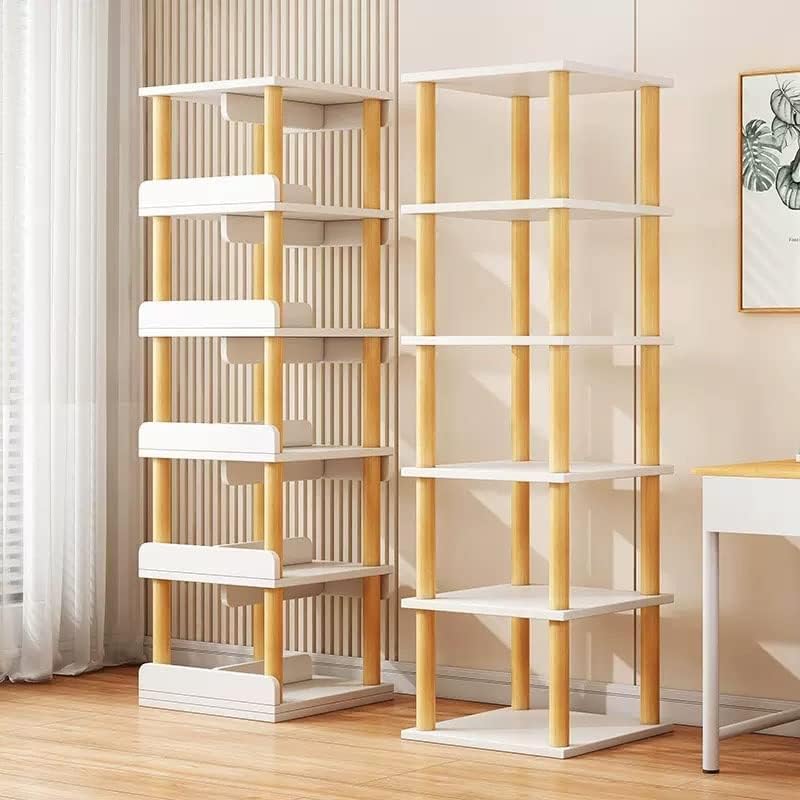Large 5-Layer Bookshelf 360° Rotating Bookshelf Wood-Based Panel Bookcase