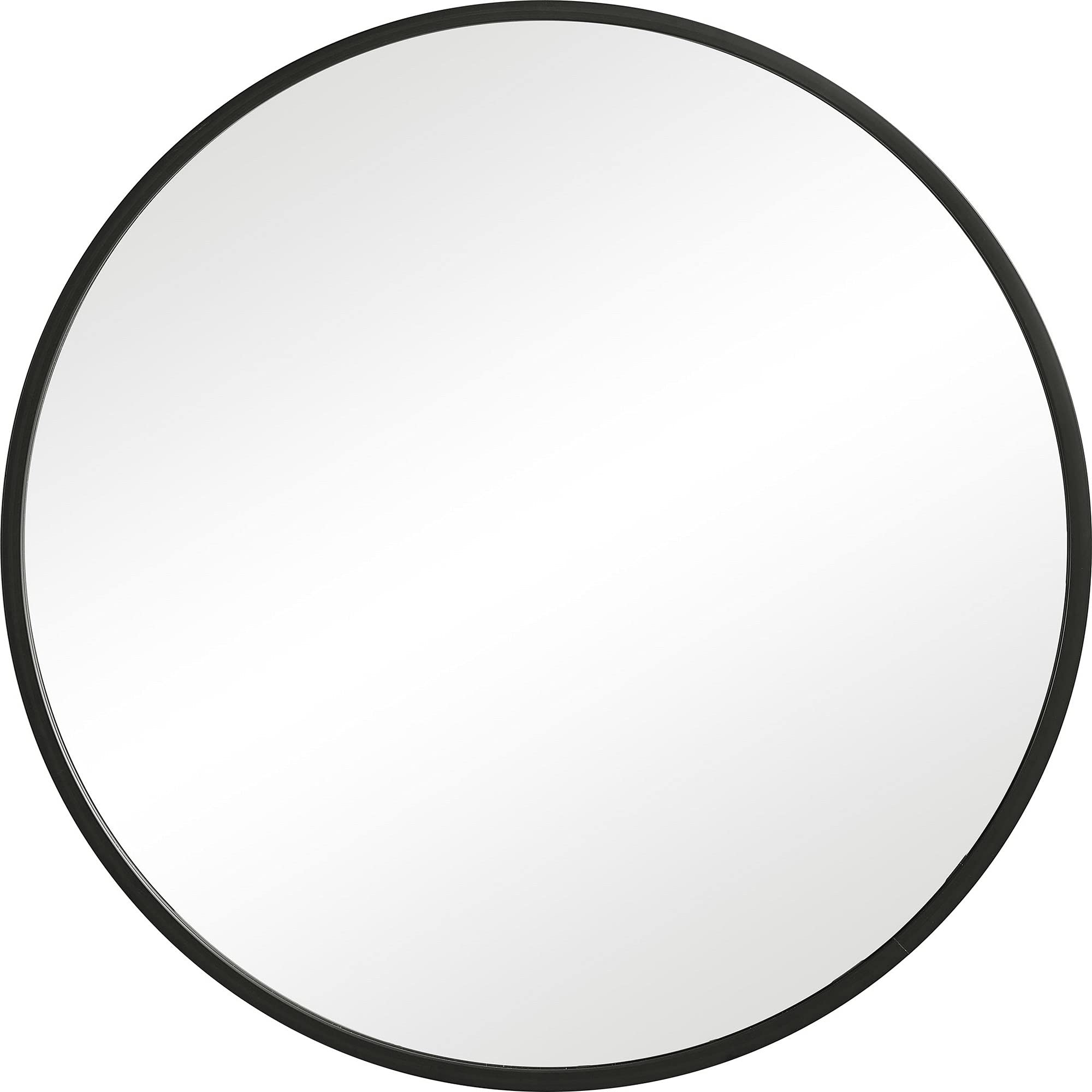 Round Shape Sleek Frame Mirror, Black