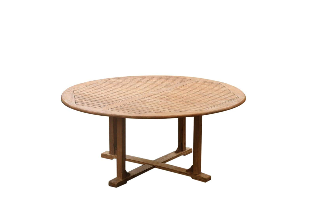 4 Seats 5 Pcs Grade-A Teak Wood Dining Set: 60" Round Table and 4 Lagos Arm