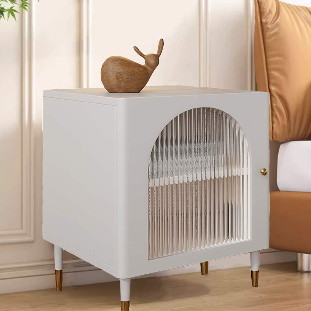 White Nightstand End Table, Mid-Century Modern Night Stand