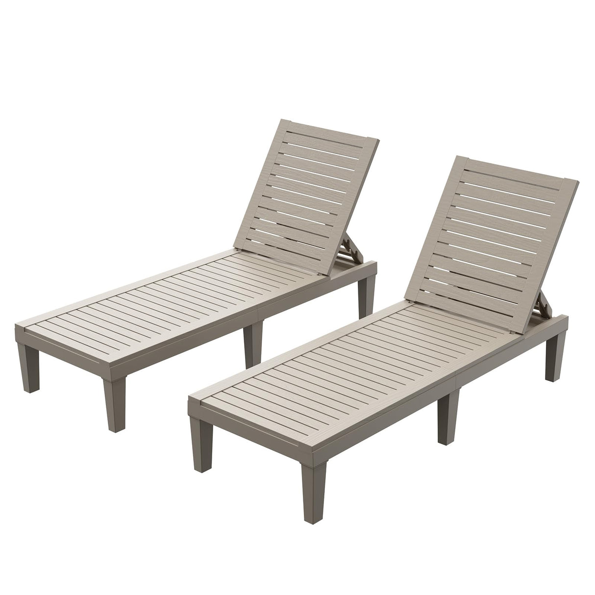 Chaise Lounge Chair Outdoor - Set of 2 with 5 Positions Adjustable Backrest