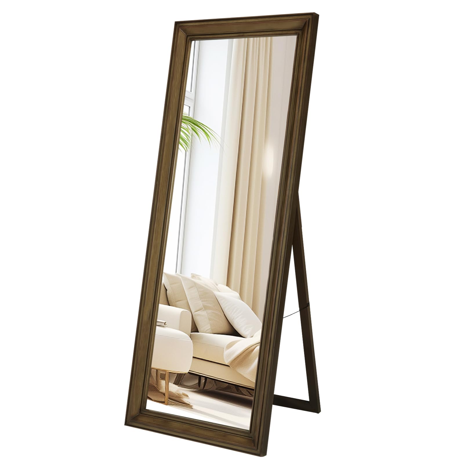 Wood Mirror Full Length, Full-Length Wood Floor Mirror, 26’’x65’’ Large Standing Mirror