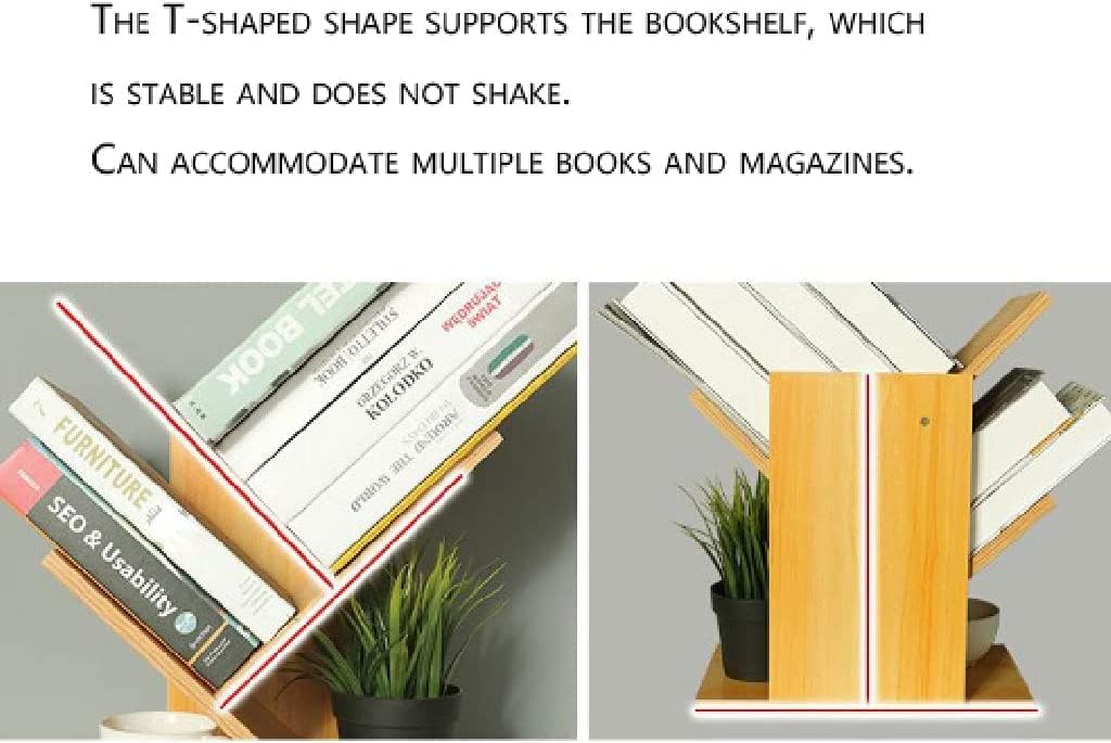 Standing Bookshelf Wooden Bookcase Creative Tree Bookshelves Open Office Study Storage Rack Bookcase