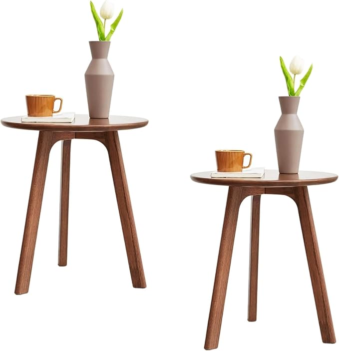 100% Solid Oak Small Side Table - Stylish Design Round End Table