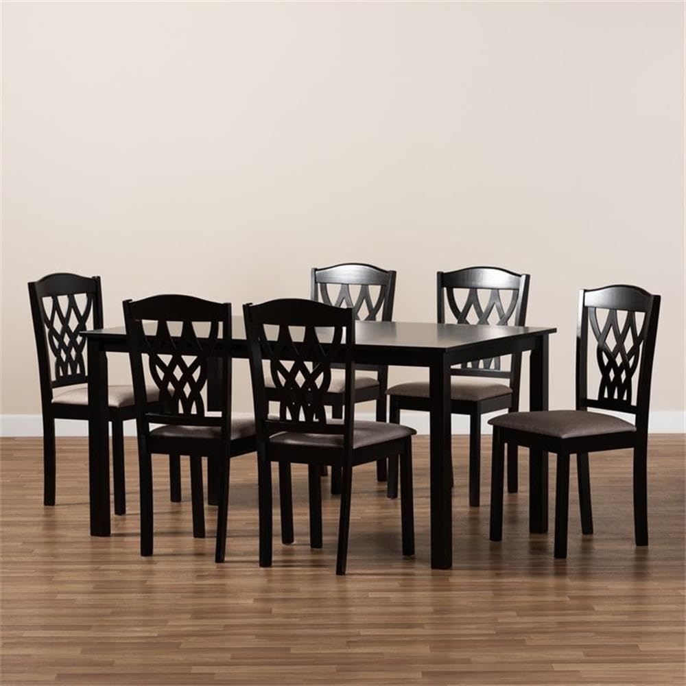 Salem Modern and Contemporary Sand Fabric Upholstered and Dark Brown Finished Wood