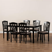 Salem Modern and Contemporary Sand Fabric Upholstered and Dark Brown Finished Wood