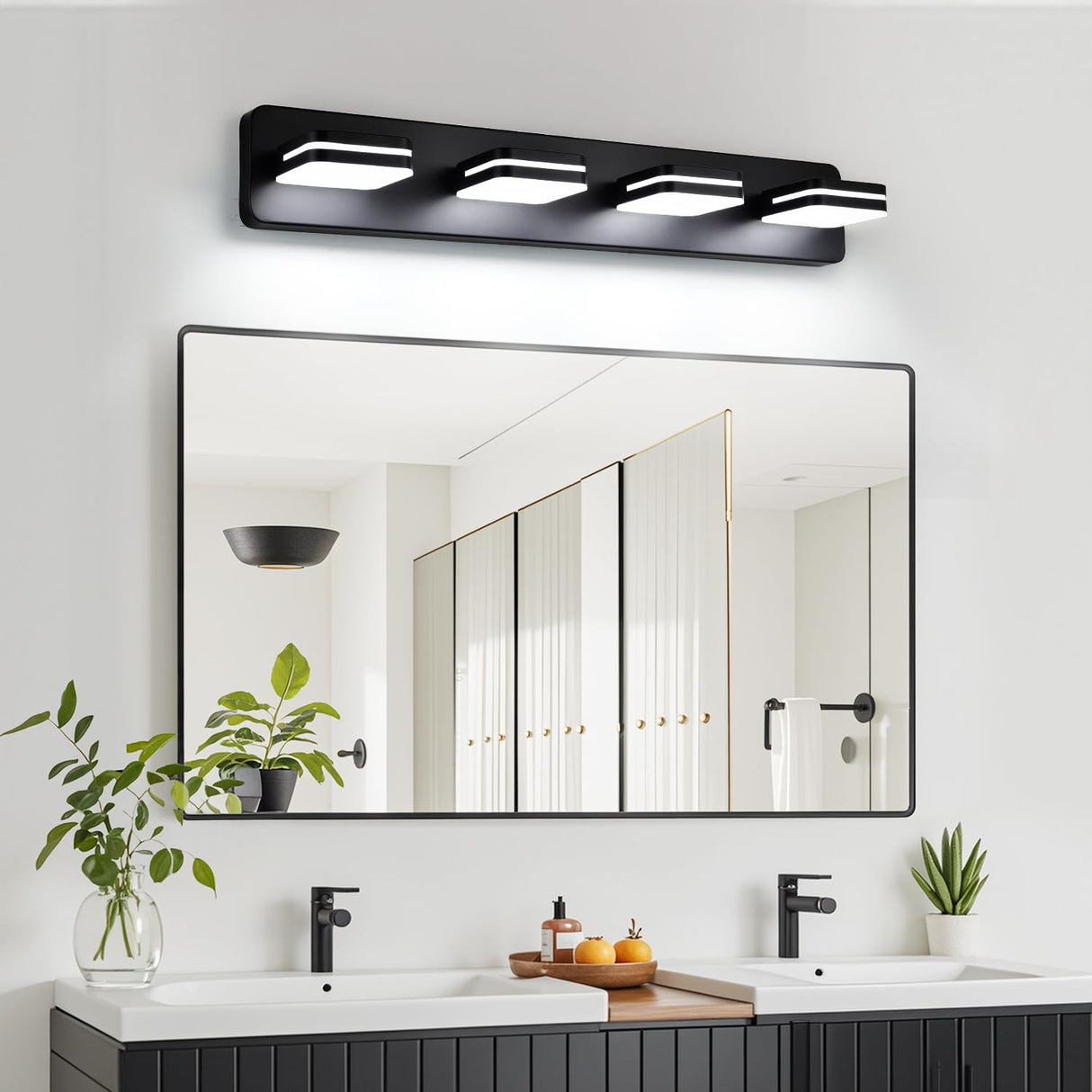 Modern Bathroom Vanity Light Fixtures, 4-Light Acrylic Bathroom Light Fixtures