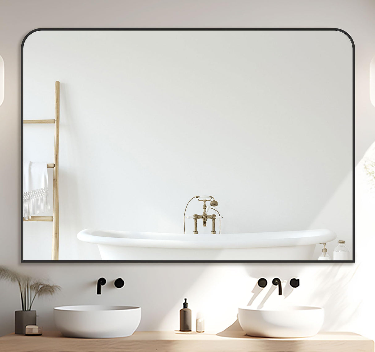 Black Metal Framed Wall Mirror – Modern Décor