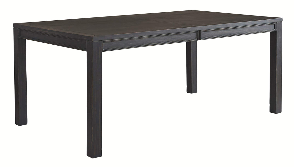 Jeanette Modern Rectangular Distressed Dining Table, Seats 6, Black