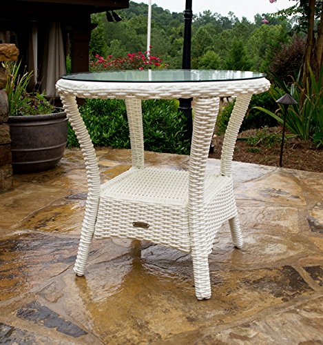 Outdoor Bayview Side Table, 24” Diameter Round x 23”H, Magnolia