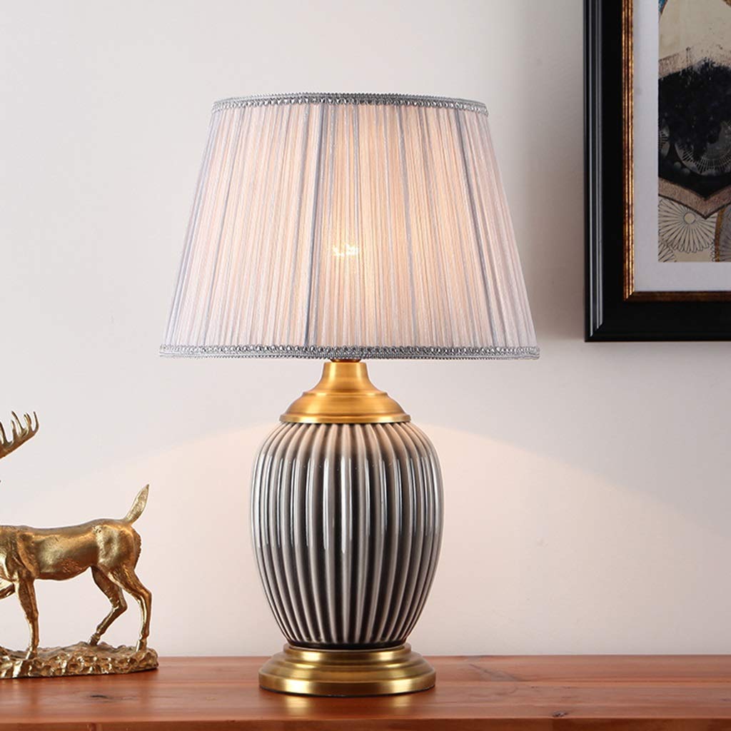 Table Lamps, Ceramic Desk Lamp, E27 Energy Saving Eye Protection Bedside Lamp Entrance Corridor Bedroom Night Light 2 Sizes Modern Simplicity Reading Lamp/30 * 48Cm