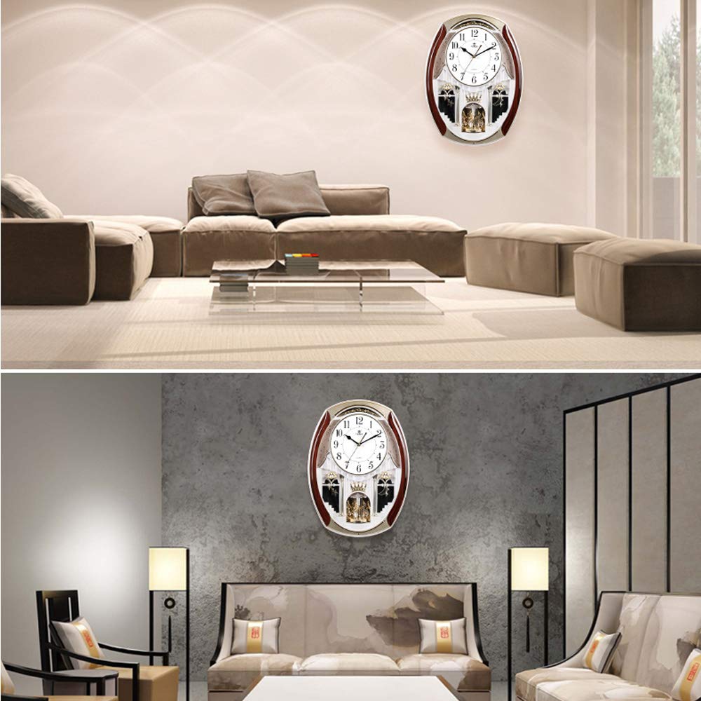 Musical Motion Wall Clock with Rotating Pendulum, Decorative Wall Clock