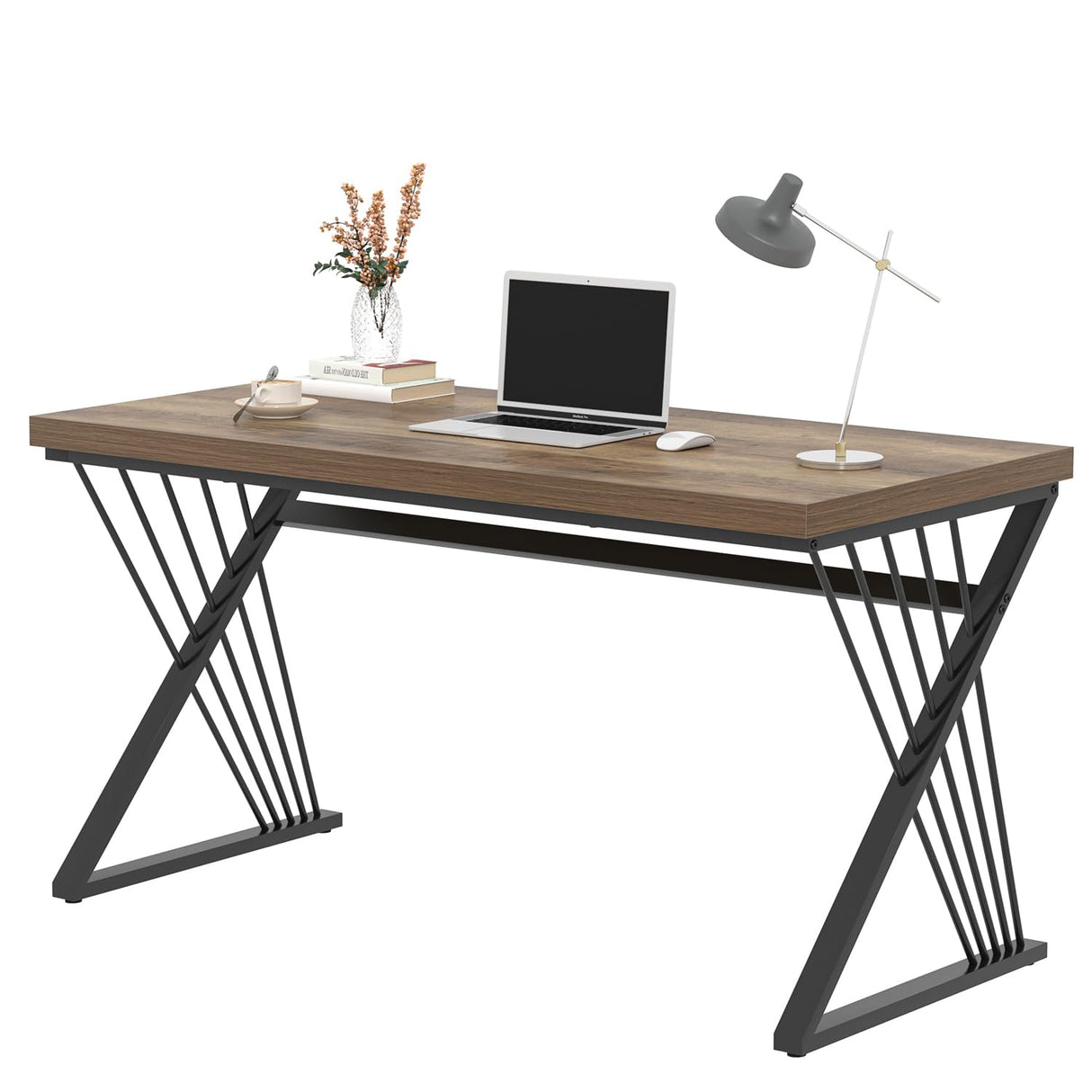 Computer Desk, Modern Home Office Desk, Wood and Metal Study Writing Gaming Table