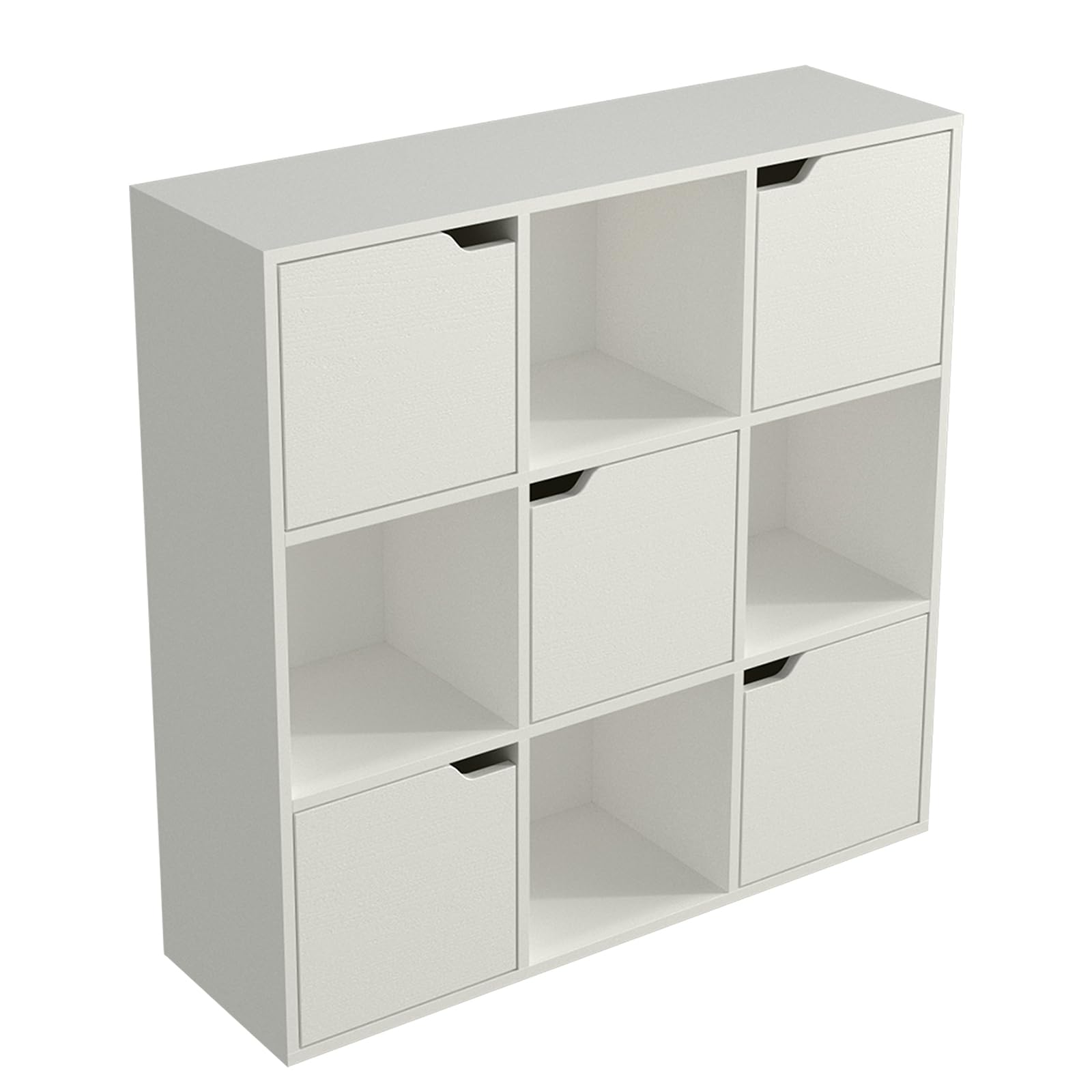 9-Cube Storage Shelf Bookcase - Wooden 3-Tier Floor Standing Open Bookshelf
