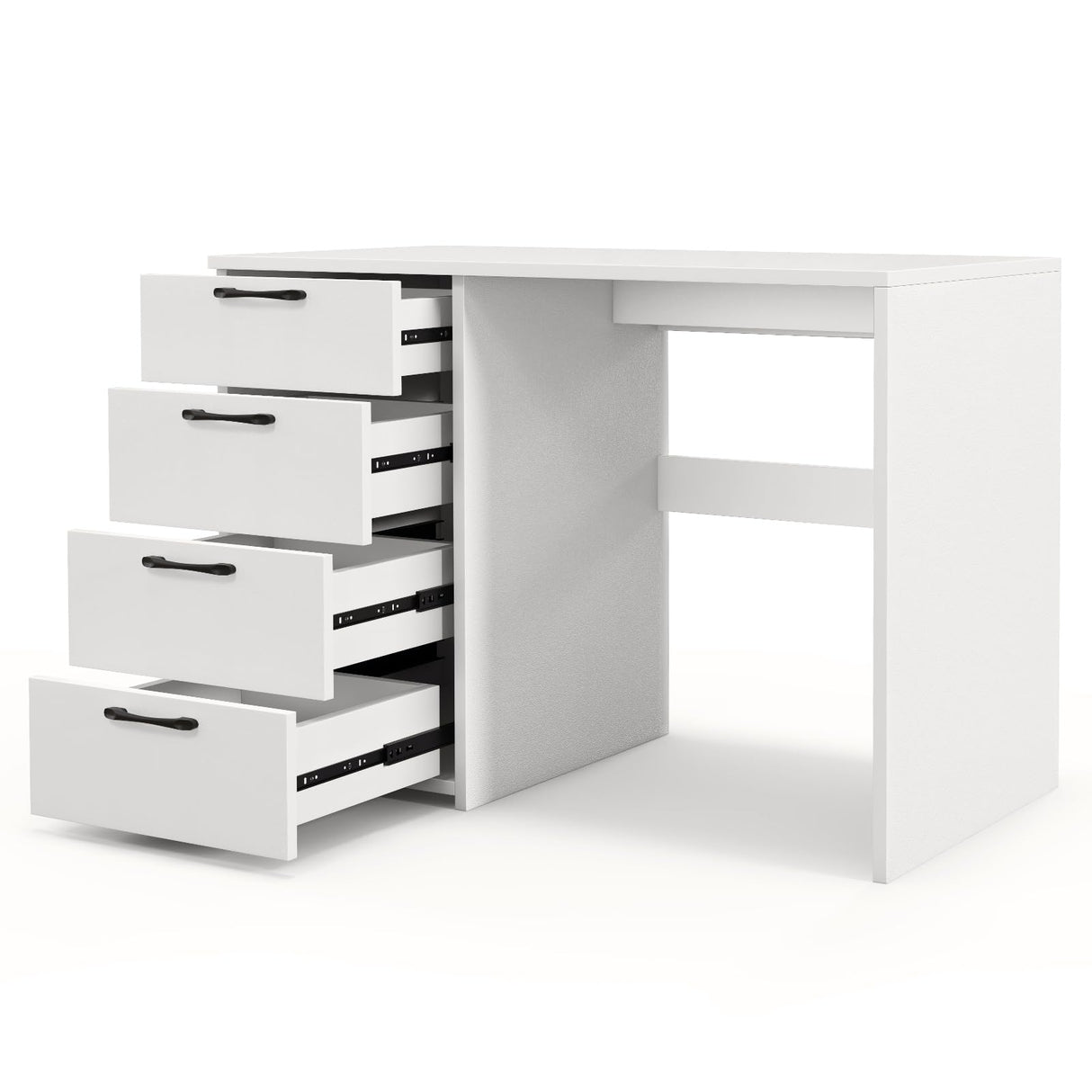White Computer Desk, 43.5’’ Writing Desk with 4 Large Drawers, Modern Executive Desk,