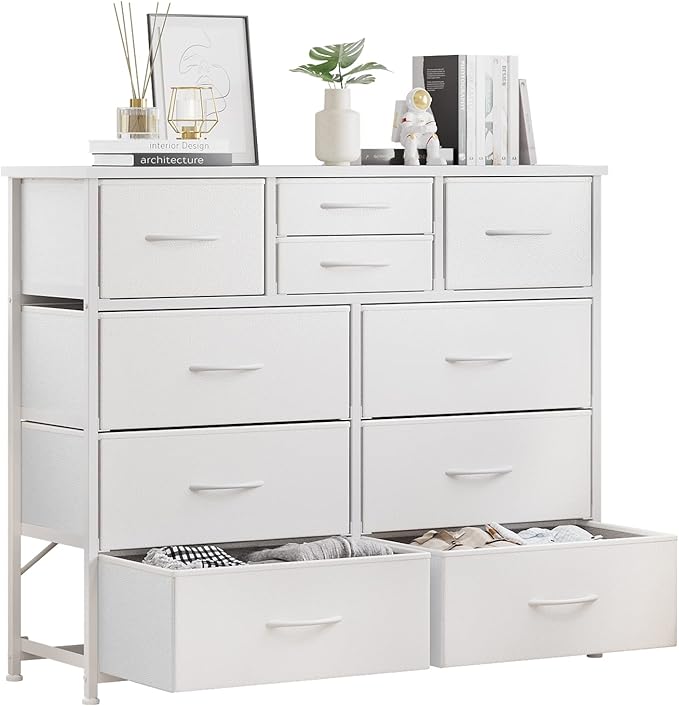 10-Drawer Dresser, Fabric Storage Dresser Drawers for Bedroom