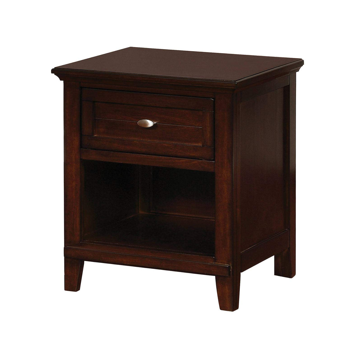 Wooden Nightstand with 1 Drawers & Open Shelf