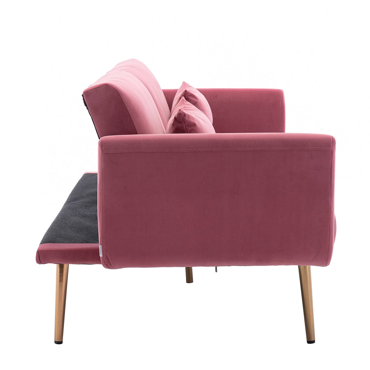 Velvet Futon Bed Couch, Velvet Upholstered Mid Century Sofa Sleeper for Living Room