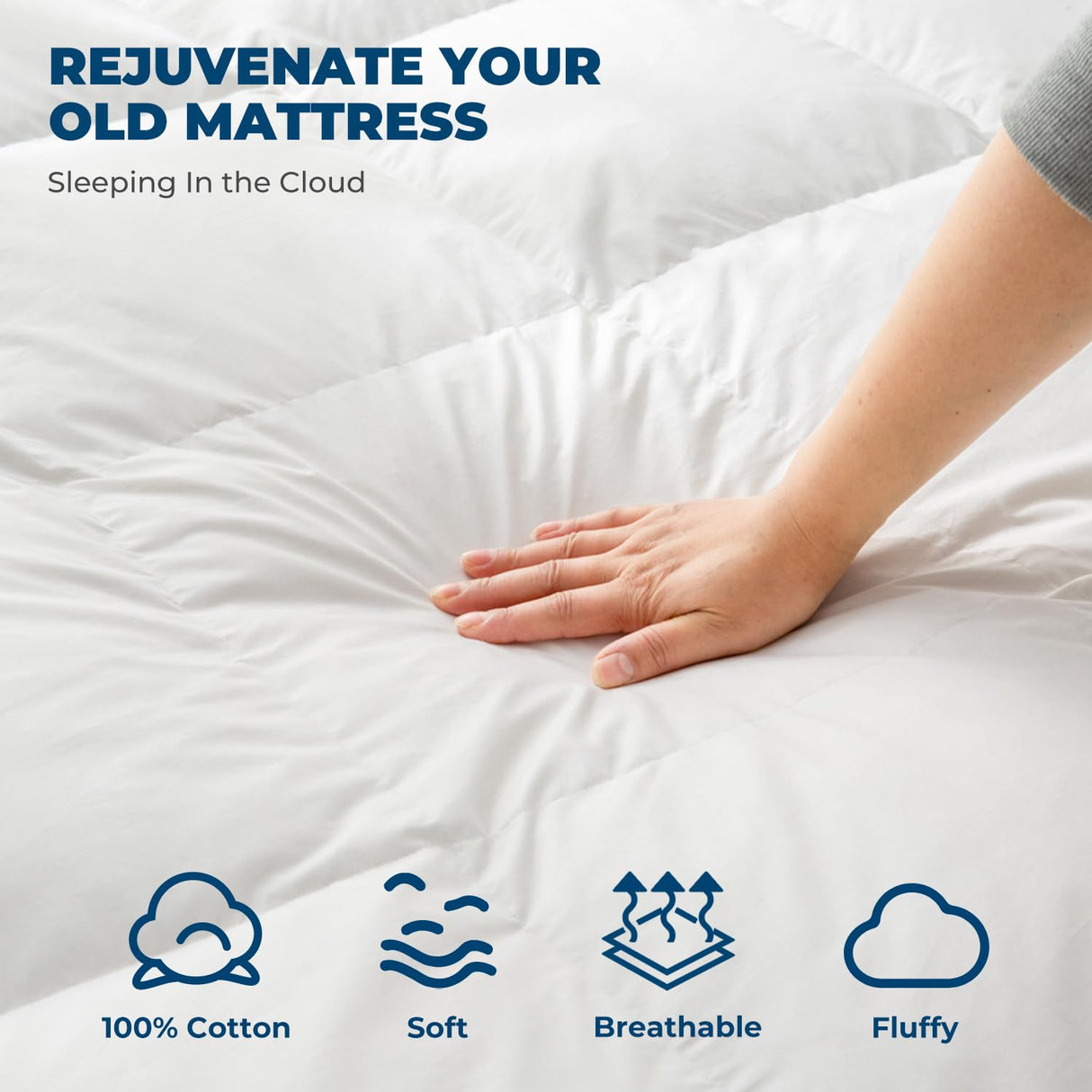 Down Feather Bed Mattress Topper,Down Matress Topper Cover with Straps