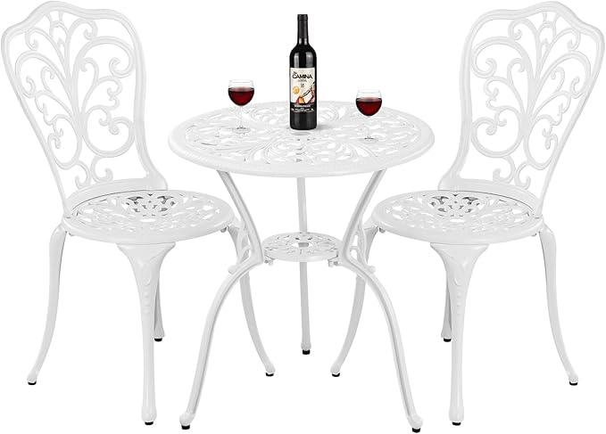 Bistro Set 3 Piece Outdoor, Bistro Table and Chairs Set of 2, All Weather Patio Bistro Set