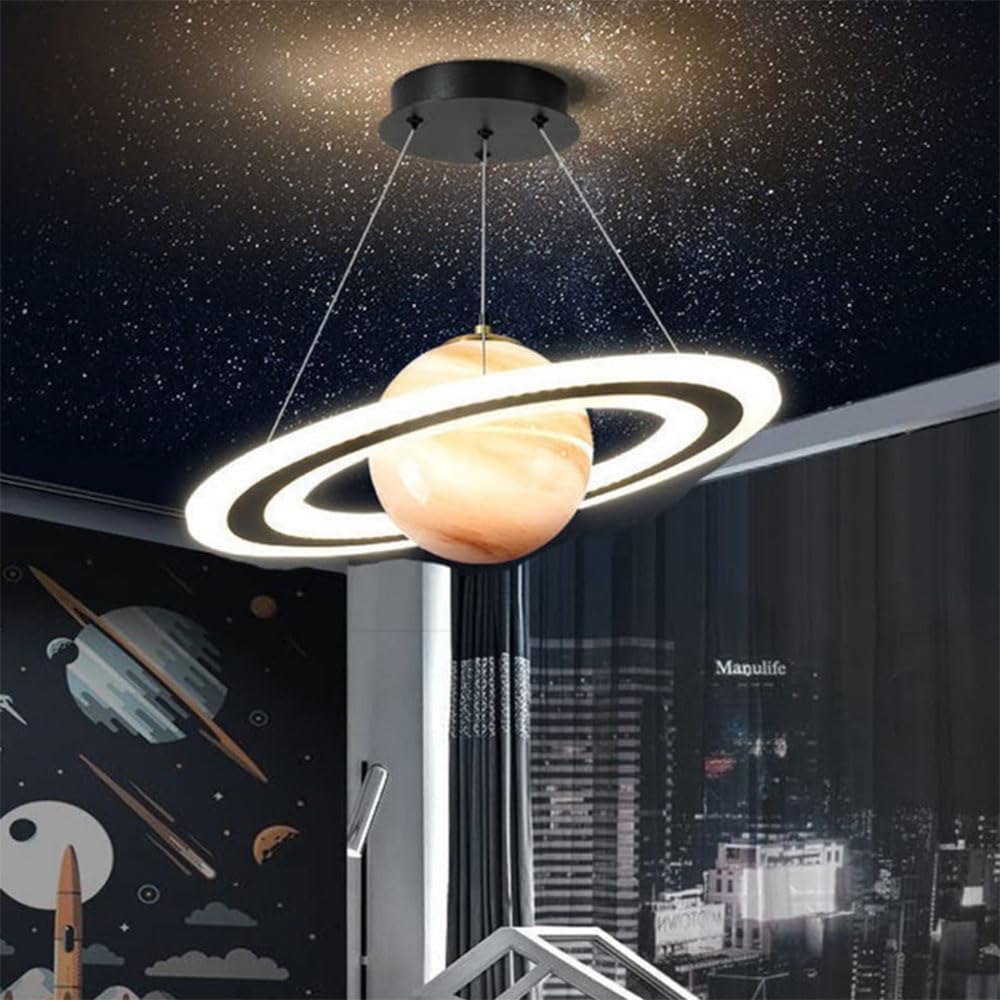 Kids Planet Glass Pendant Light - LED Dimmable Space Chandelier
