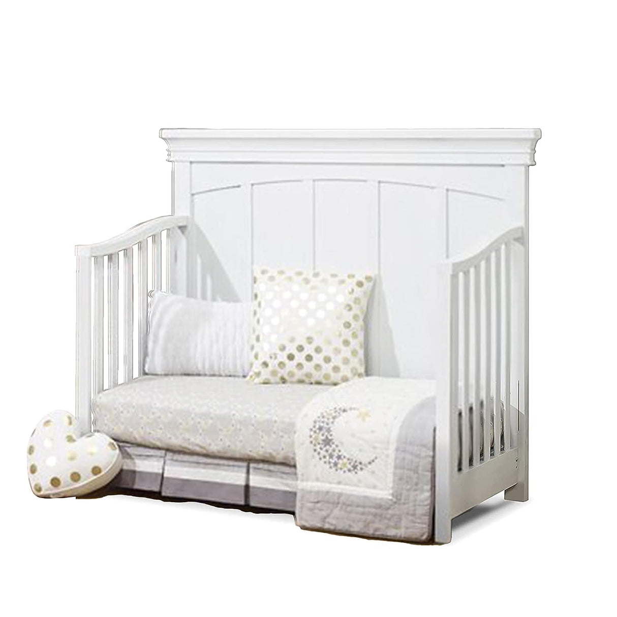 Modesto Crib, Classic 4-In-1 Convertible Crib, White Crib Made of Wood, Non-Toxic Finish