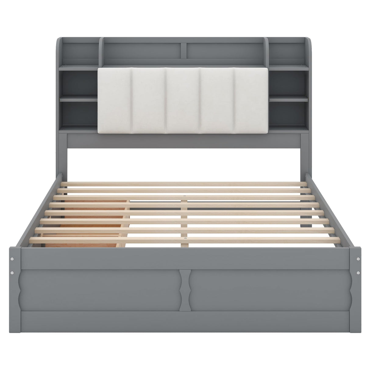 Queen Size Platform Bed with 2 Drawers, Wood Queen Size Platform Bed Frame
