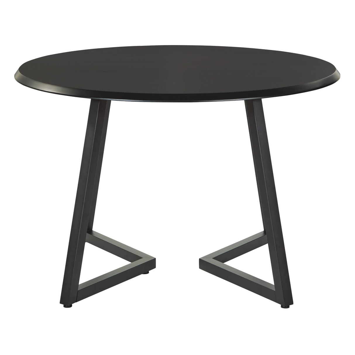 Metro Mid-Century Modern Round Dining Table - 45 Inch Black Veneer with Metal Base
