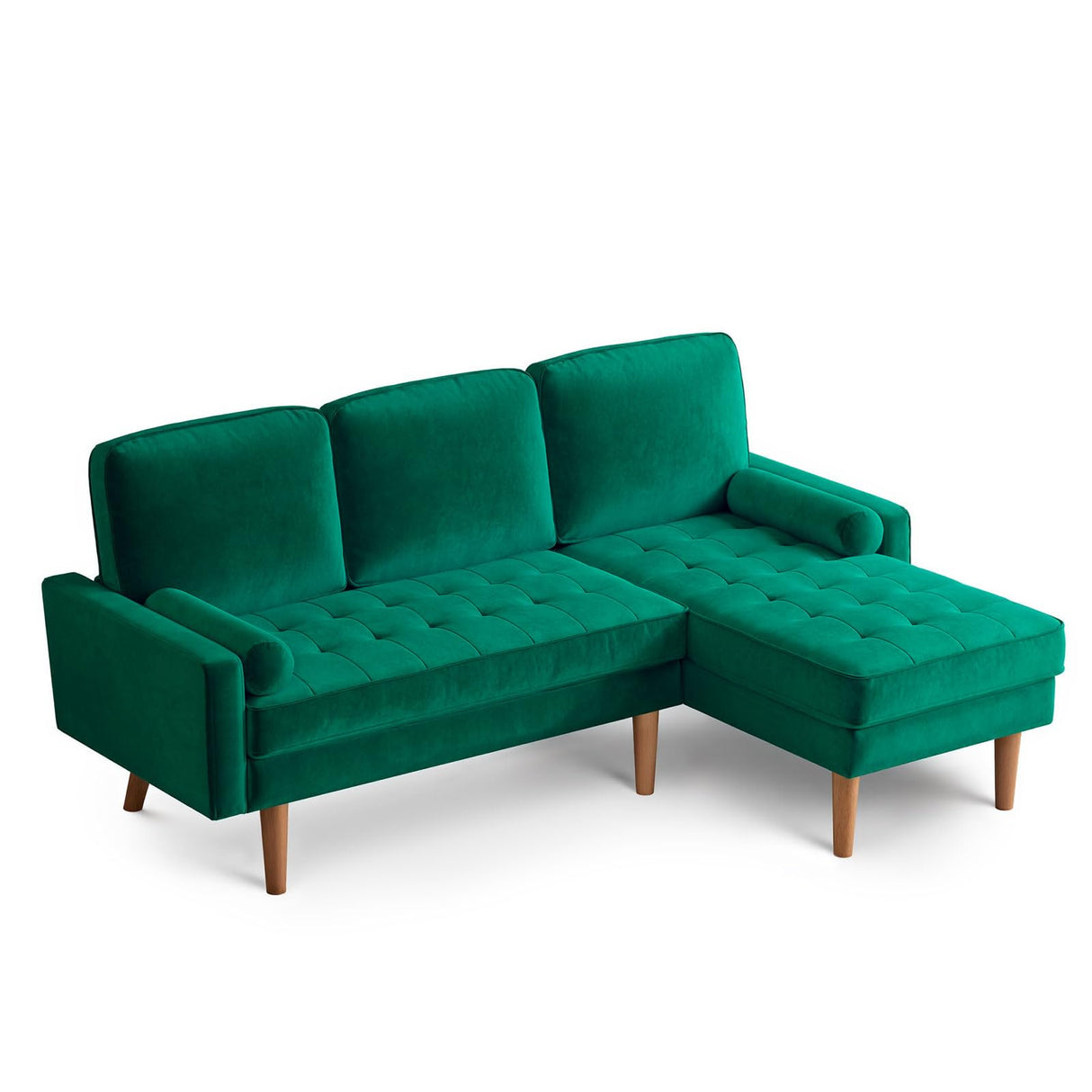 Shaped Couch, Velvet L Shaped Sofa with Convertible Chaise, Sectional