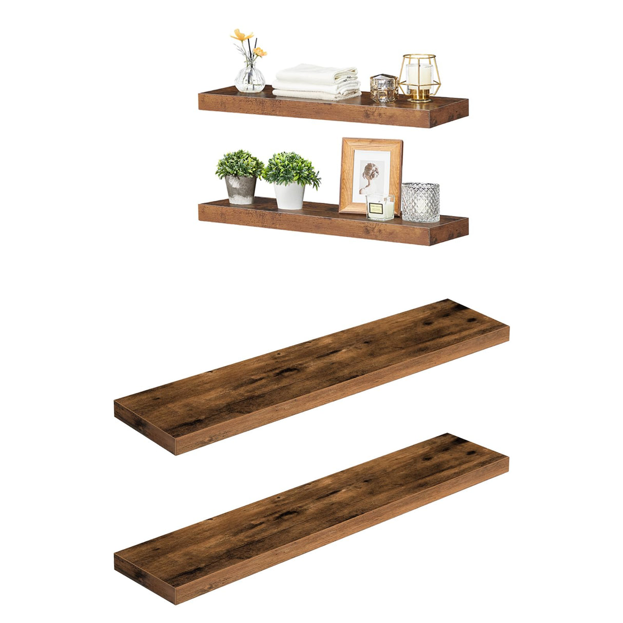 Floating Shelves, Wall Shelf Set of 2, Hanging Shelves with Invisible Brackets