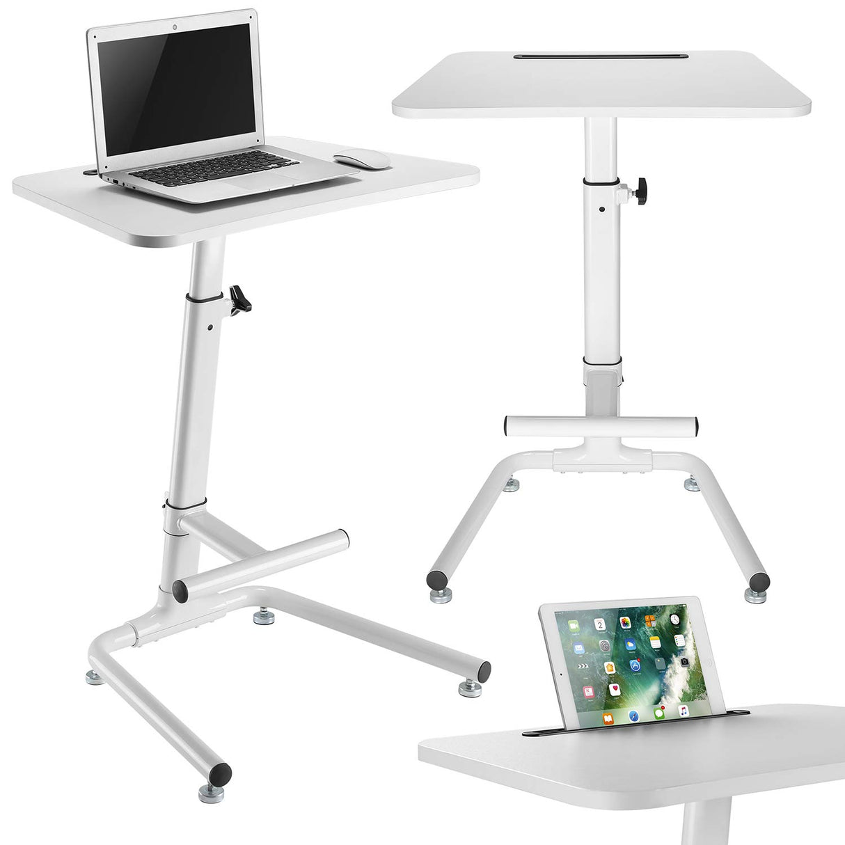 MC849 Computer Workstation Mobile Desk Stand with Footrest Height Adjustable Max