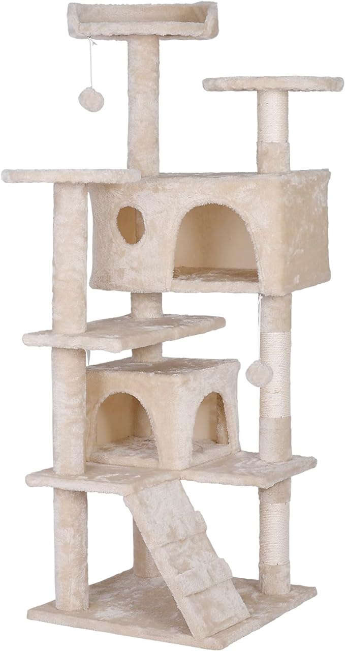 54 Inch Cat Tree, Indoor Cat Tower Condo, Multi-Level Cat House