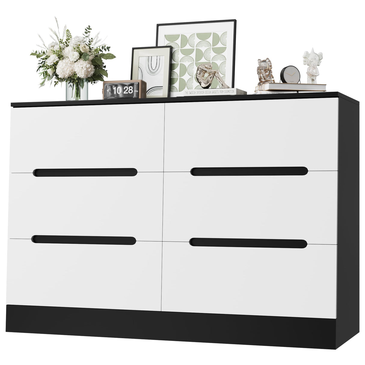 White Dresser 6 Drawer Dresser, 47.2'' White Chest of Drawers