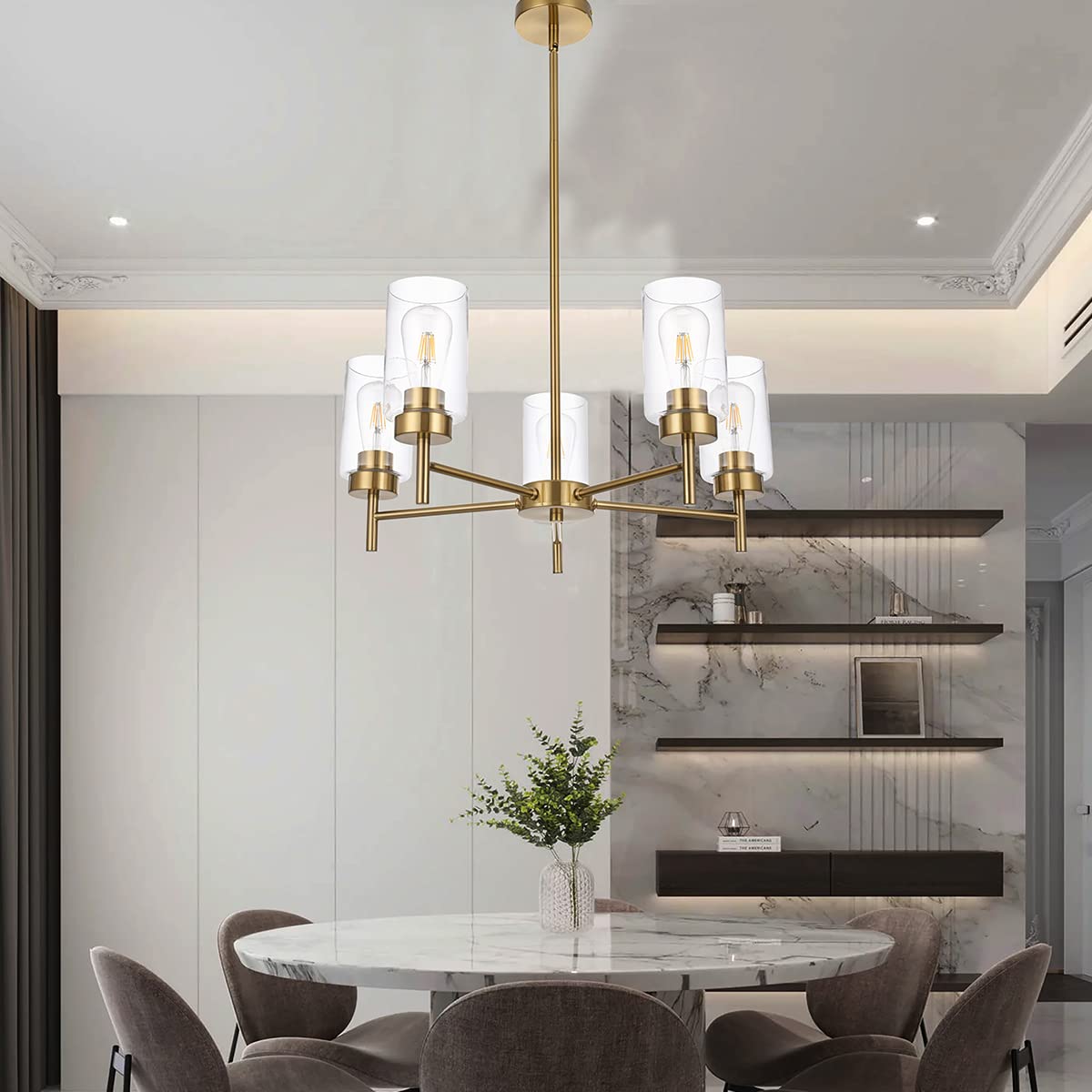 Light Farmhouse Chandelier for Dining Room Kitchen Island, Modern