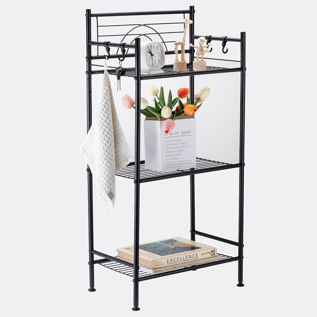 3-Tier Free Standing Wire Rack Durable Metal Shelving Storage Unit with Adjustable Feet